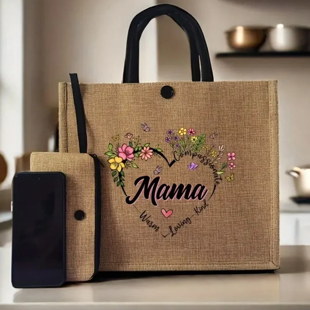 2 Pcs Print Tote Bag
